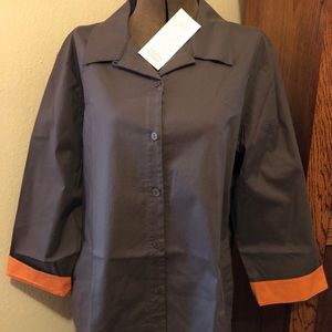 Eileen Fisher stretch cotton button down blouse